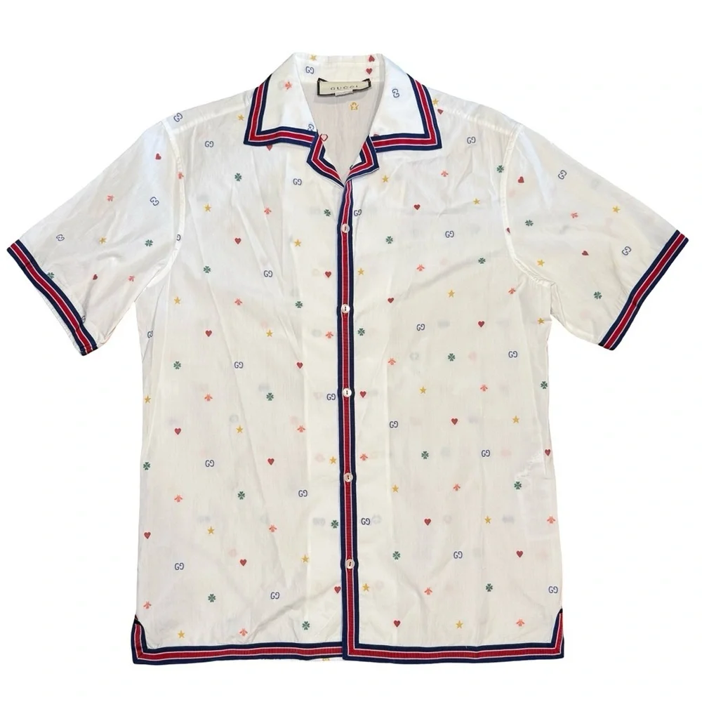 Gucci Fil Coupe Multi Symbol Bowling Shirt